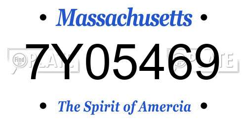7Y05469 Massachusetts License Plate