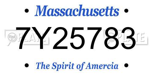 7Y25783 Massachusetts License Plate