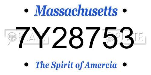 7Y28753 Massachusetts License Plate