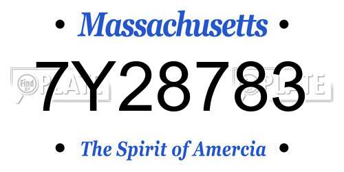 7Y28783 Massachusetts License Plate