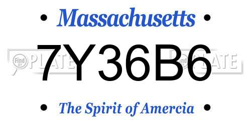 7Y36B6 Massachusetts License Plate