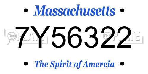 7Y56322 Massachusetts License Plate