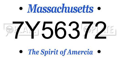 7Y56372 Massachusetts License Plate