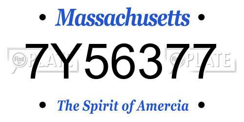 7Y56377 Massachusetts License Plate