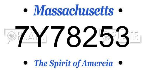 7Y78253 Massachusetts License Plate