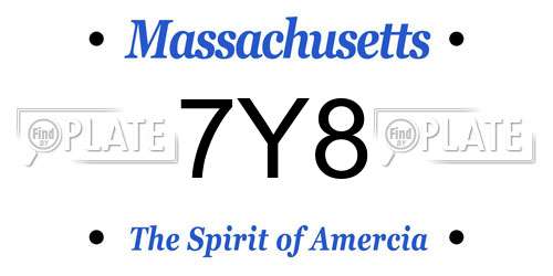 7Y8 Massachusetts License Plate
