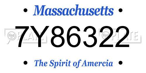 7Y86322 Massachusetts License Plate