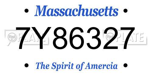 7Y86327 Massachusetts License Plate