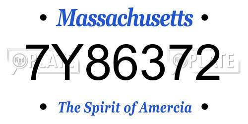 7Y86372 Massachusetts License Plate