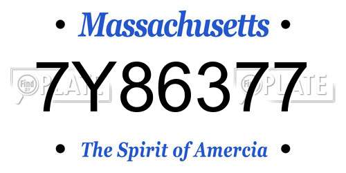 7Y86377 Massachusetts License Plate
