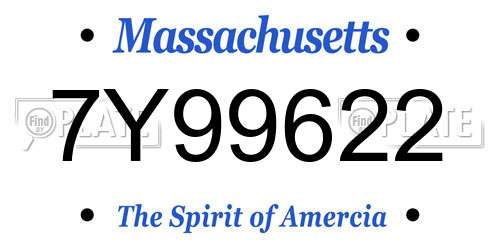 7Y99622 Massachusetts License Plate
