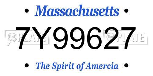 7Y99627 Massachusetts License Plate