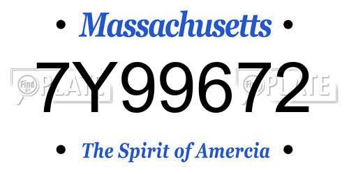 7Y99672 Massachusetts License Plate