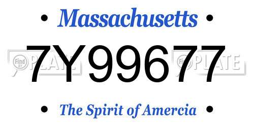 7Y99677 Massachusetts License Plate