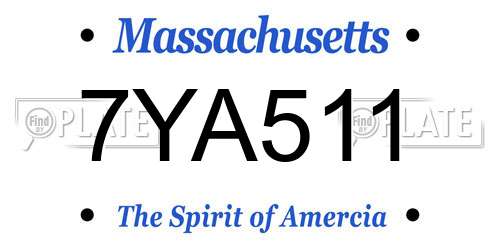 7YA511 Massachusetts License Plate