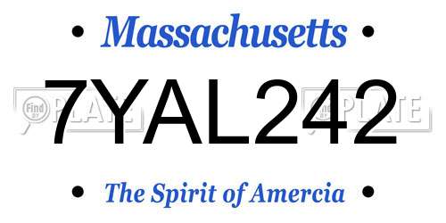 7YAL242 Massachusetts License Plate