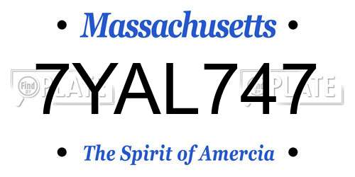 7YAL747 Massachusetts License Plate