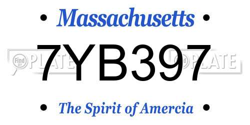 7YB397 Massachusetts License Plate