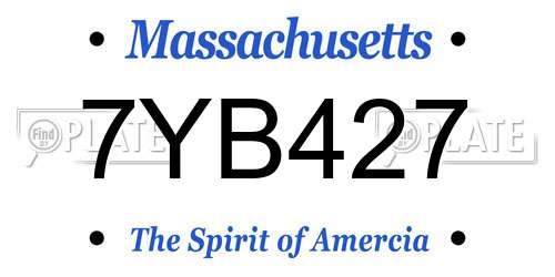 7YB427 Massachusetts License Plate