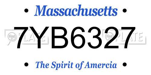 7YB6327 Massachusetts License Plate