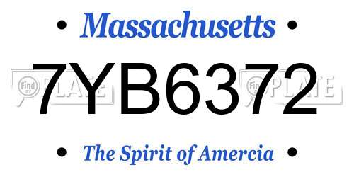 7YB6372 Massachusetts License Plate