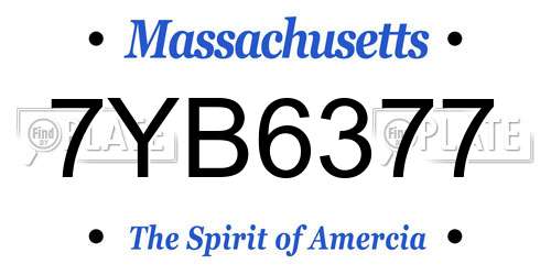 7YB6377 Massachusetts License Plate