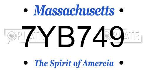 7YB749 Massachusetts License Plate