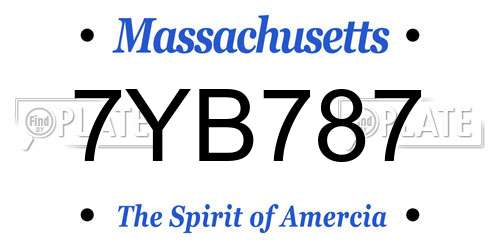 7YB787 Massachusetts License Plate