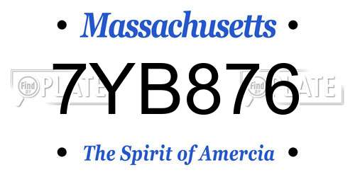 7YB876 Massachusetts License Plate