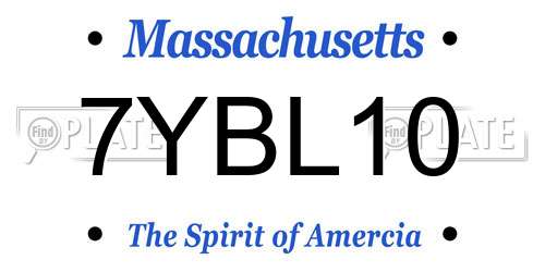 7YBL10 Massachusetts License Plate