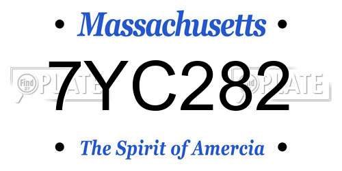 7YC282 Massachusetts License Plate