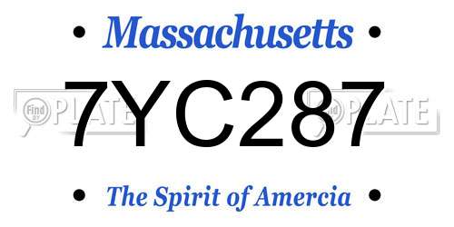 7YC287 Massachusetts License Plate