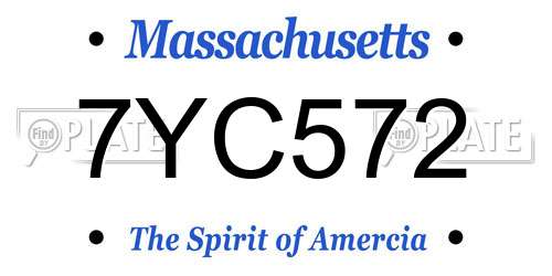 7YC572 Massachusetts License Plate