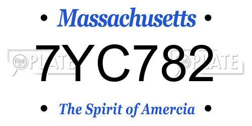 7YC782 Massachusetts License Plate