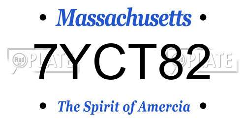 7YCT82 Massachusetts License Plate