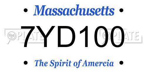 7YD100 Massachusetts License Plate