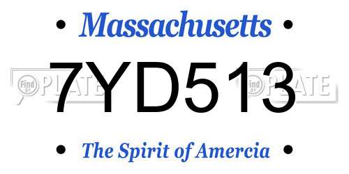 7YD513 Massachusetts License Plate