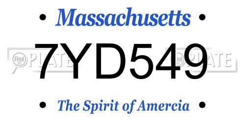 7YD549 Massachusetts License Plate