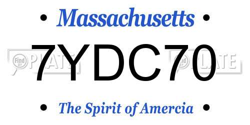 7YDC70 Massachusetts License Plate