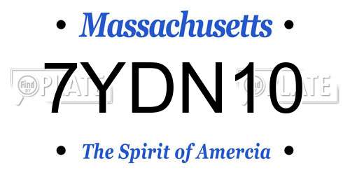 7YDN10 Massachusetts License Plate
