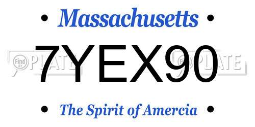 7YEX90 Massachusetts License Plate