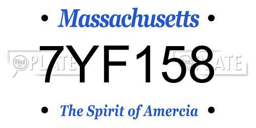 7YF158 Massachusetts License Plate