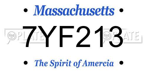7YF213 Massachusetts License Plate