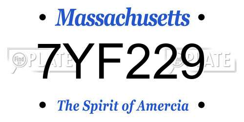 7YF229 Massachusetts License Plate