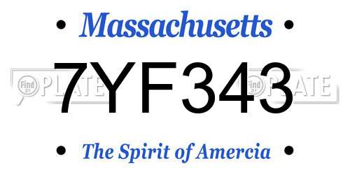 7YF343 Massachusetts License Plate