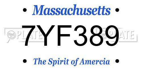 7YF389 Massachusetts License Plate