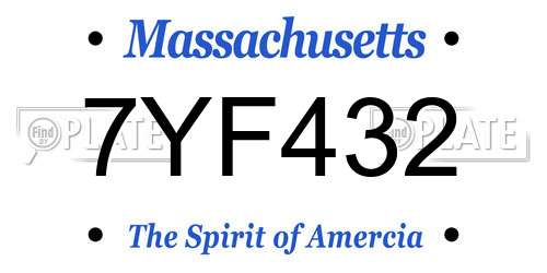 7YF432 Massachusetts License Plate