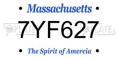 7YF627 Massachusetts License Plate