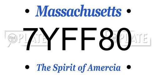 7YFF80 Massachusetts License Plate