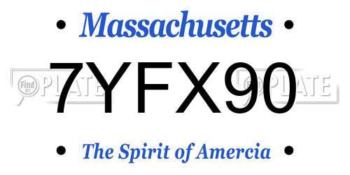 7YFX90 Massachusetts License Plate
